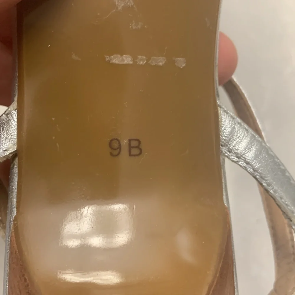 Talbots silver leather heels size 9